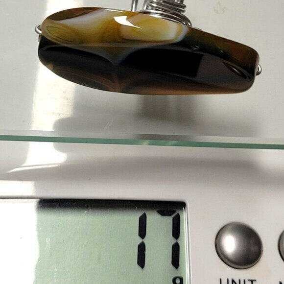 Yellow and Green Agate Ring Adjustable Band Handmade Semi Precious Ring - Picture 10 of 10